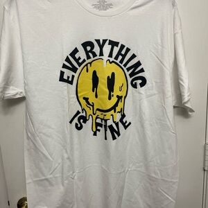 White Graphic Tee with Yellow Smiley
